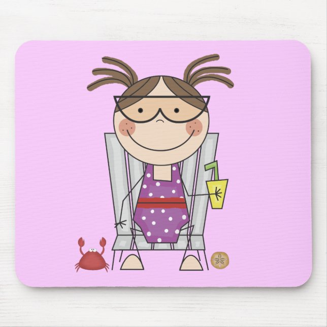 Girl Relaxing at Beach Tshirts and Gifts Mouse Mat (Front)