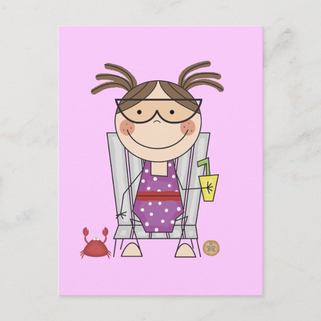 Girl Relaxing at Beach Tshirts and Gifts Postcard (Front)