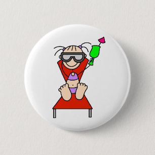 Girl Relaxing With Drink Button