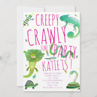 Girl Reptile Birthday Invitation - Lizards & Snake