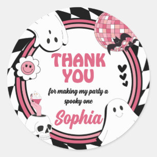 Girl Retro Ghost Halloween Birthday Classic Round Sticker