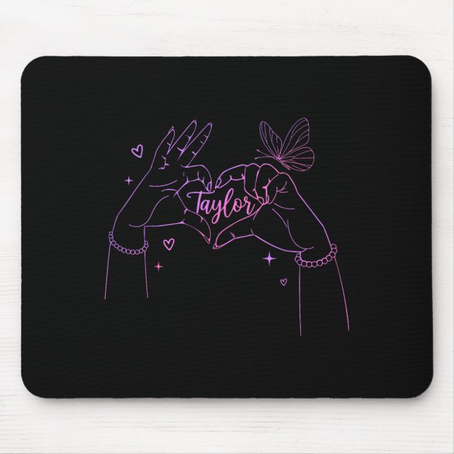 Girl Retro I Love Taylor First Name D Groovy 80's  Mouse Mat (Front)