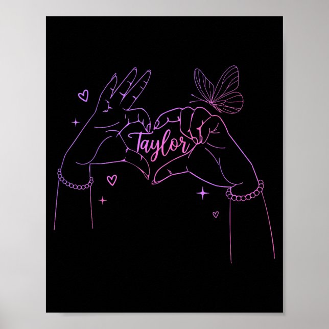 Girl Retro I Love Taylor First Name D Groovy 80's  Poster (Front)