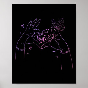 Girl Retro I Love Taylor First Name Personalised G Poster