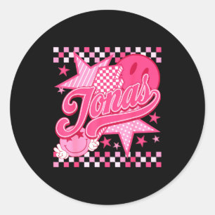 Girl Retro Jonas Groovy Flower First Name D 80's  Classic Round Sticker
