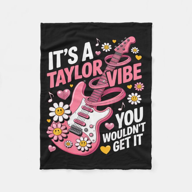 Girl Retro Taylor First Name D Groovy 70's 80's  Fleece Blanket (Front)