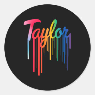 Girl Retro Taylor First Name D Vintage 80's  Classic Round Sticker