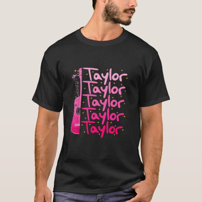 Girl Retro TAYLOR First Name Personalised Birthday T-Shirt (Front)