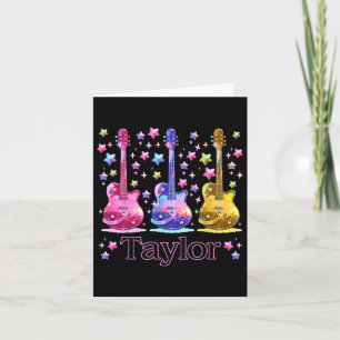 Girl Retro Taylor First Name Personalised Groovy 8 Card