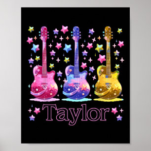 Girl Retro Taylor First Name Personalised Groovy 8 Poster