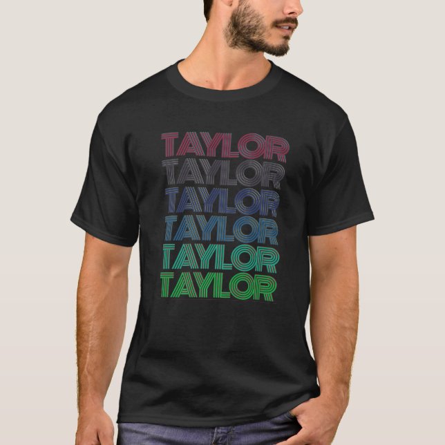 Girl Retro TAYLOR First Name Personalised Groovy 8 T-Shirt (Front)
