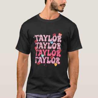 Girl Retro TAYLOR First Name Personalised Groovy B T-Shirt