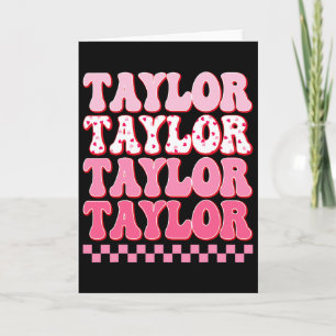 Girl Retro Taylor First Name Personalised Groovy C Card