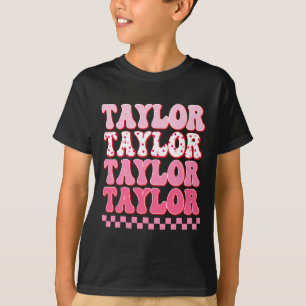 Girl Retro Taylor First Name Personalised Groovy C T-Shirt