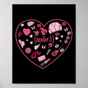 Girl Retro Taylor First Name Personalised Valentin Poster