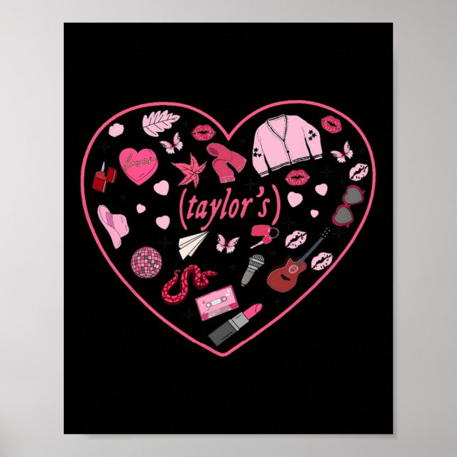 Girl Retro Taylor First Name Personalised Valentin Poster (Front)