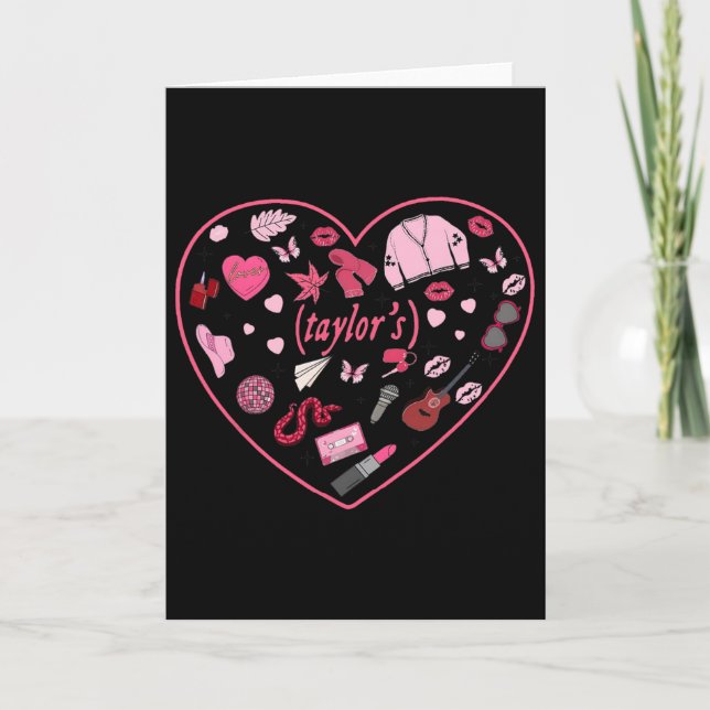 Girl Retro Taylor First Name Personalized Valentin Card (Front)