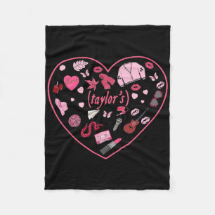 Girl Retro Taylor First Name Personalized Valentin Fleece Blanket