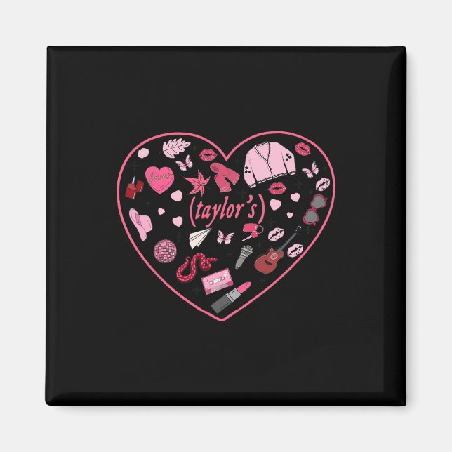 Girl Retro Taylor First Name Personalized Valentin Magnet (Front)