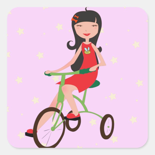 Girl Riding A Bike Stickers (Front)