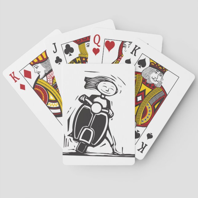 Girl Riding A Scooter Playing Cards (Back)