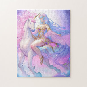 Girl Riding a Unicorn Jigsaw Puzzle