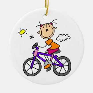 Girl Riding Bicycle Ceramic Tree Decoration