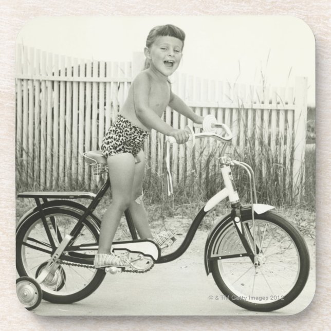 Girl Riding Bicycle Coaster (Front)