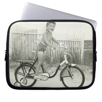 Girl Riding Bicycle Laptop Sleeve