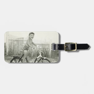 Girl Riding Bicycle Luggage Tag