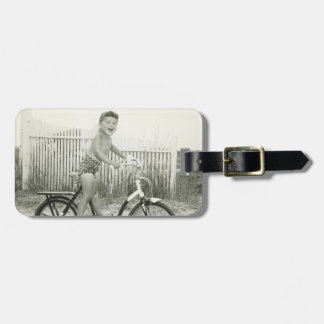 Girl Riding Bicycle Luggage Tag