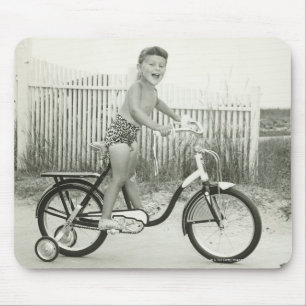 Girl Riding Bicycle Mouse Mat