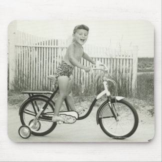 Girl Riding Bicycle Mouse Mat