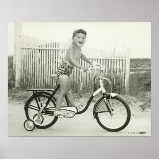 Girl Riding Bicycle Poster