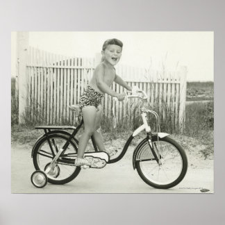 Girl Riding Bicycle Poster