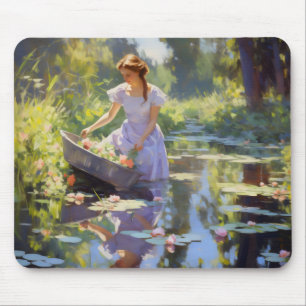 Girl River Impressionism Mouse Mat