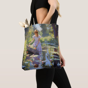Girl River Impressionism Tote Bag