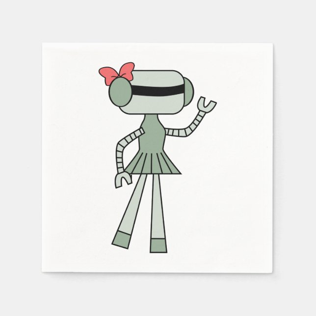 Girl Robot Paper Napkins (Front)