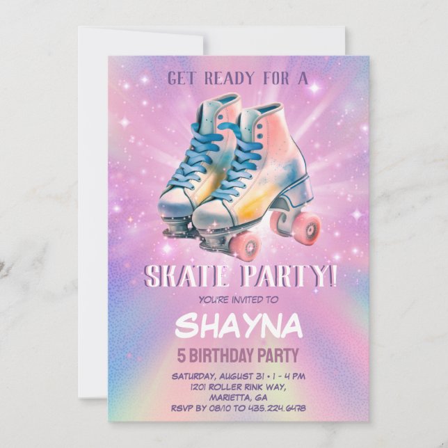  Girl Roller Skating Birthday Invitation (Front)