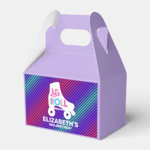 Girl Roller Skating Birthday Let's Roll Favour Box