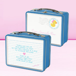 Girl Rubber Duck 1st Birthday Time Capsule Metal Lunch Box