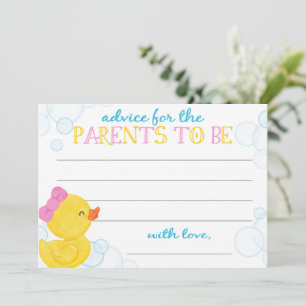 Girl Rubber Duck Baby Advice for Parents Cards