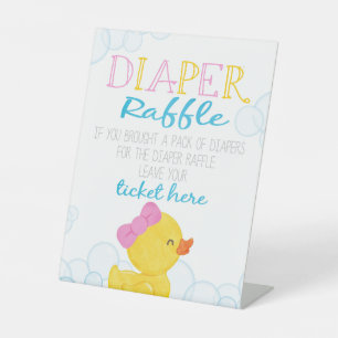 Girl Rubber Duck DIaper Raffle Baby Shower Pedestal Sign