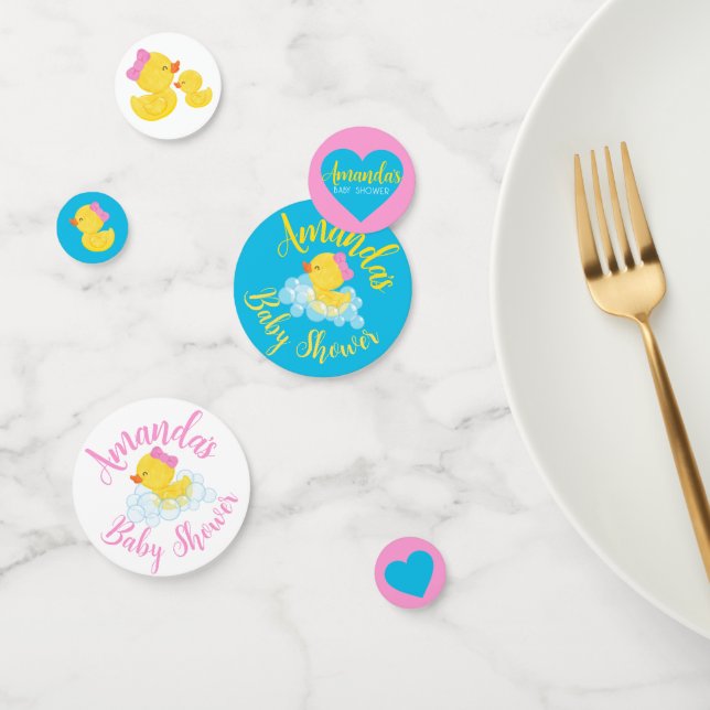 Girl Rubber Duck Personalised Baby Shower Confetti (Group)