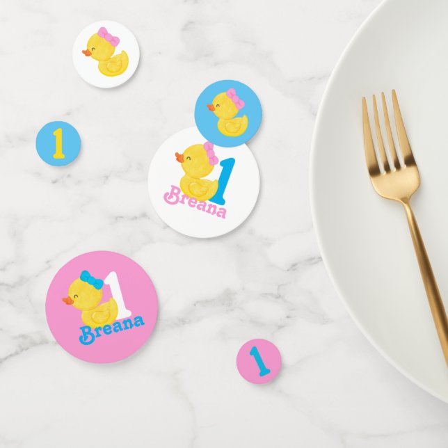 Girl Rubber Duck Personalised Birthday Confetti (Group)