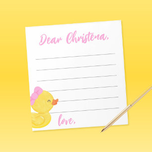 Girl Rubber Duck Time Capsule / Advice Note Sheets