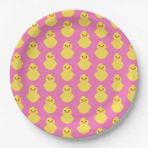 girl rubber ducky BABY SHOWER pink party Paper Plate