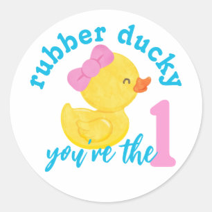 Girl Rubber Ducky You're the One Birthday Stickers