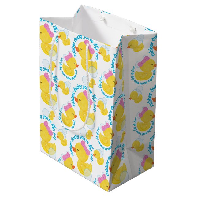 Girl Rubber Ducky You're the One Party Medium Gift Bag (Back Angled)