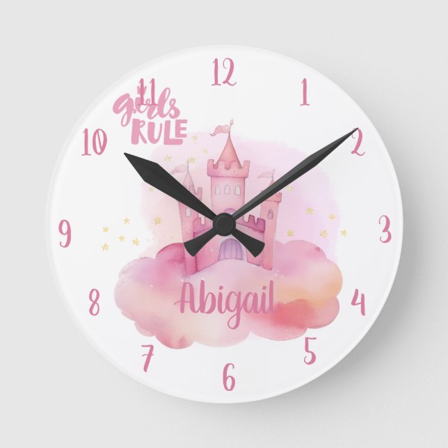 Girl Rule Palace on the Pink Cloud customisable Round Clock (Front)